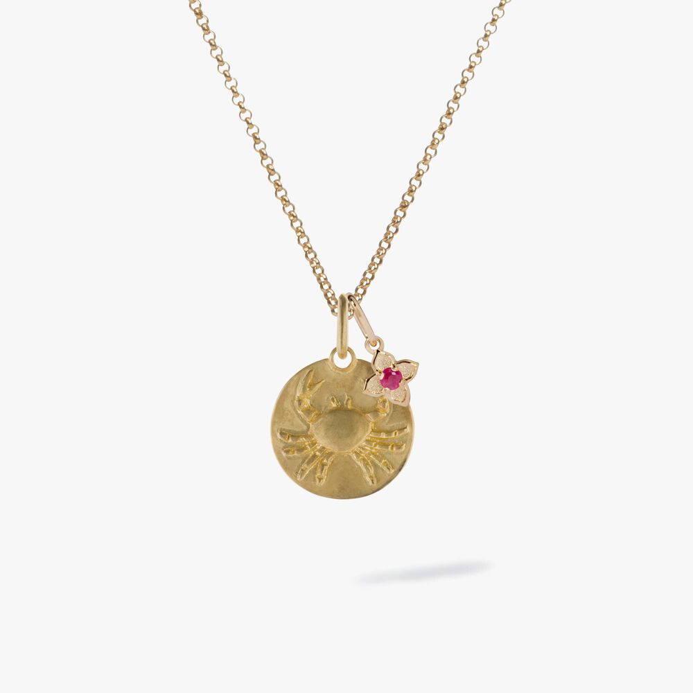 Gold Cancer & Ruby July Birthstone Necklace | Annoushka jewelley