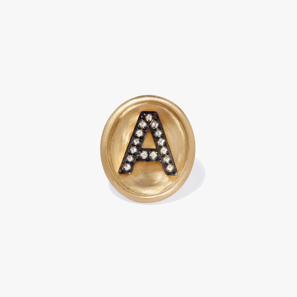 Initials 18ct Yellow Gold Diamond A Face | Annoushka jewelley