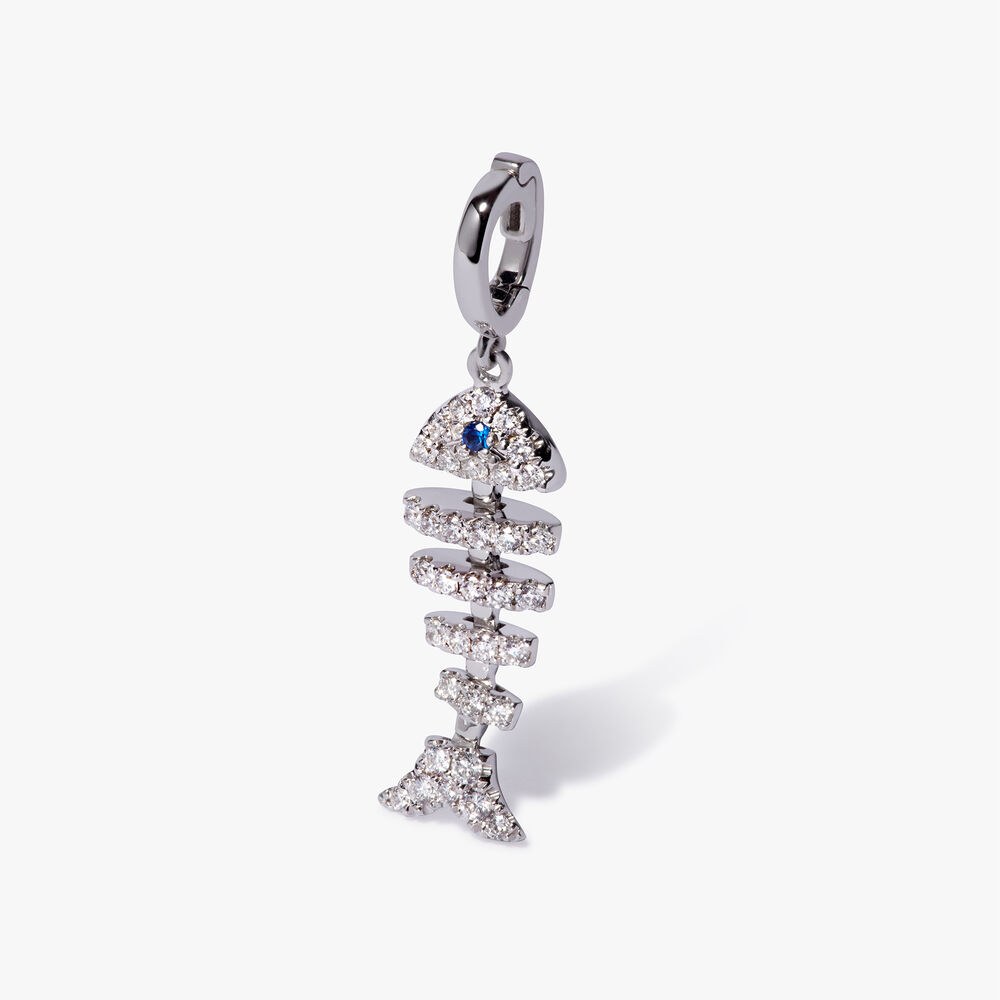 18ct White Gold Diamond Fish Bones Necklace | Annoushka jewelley