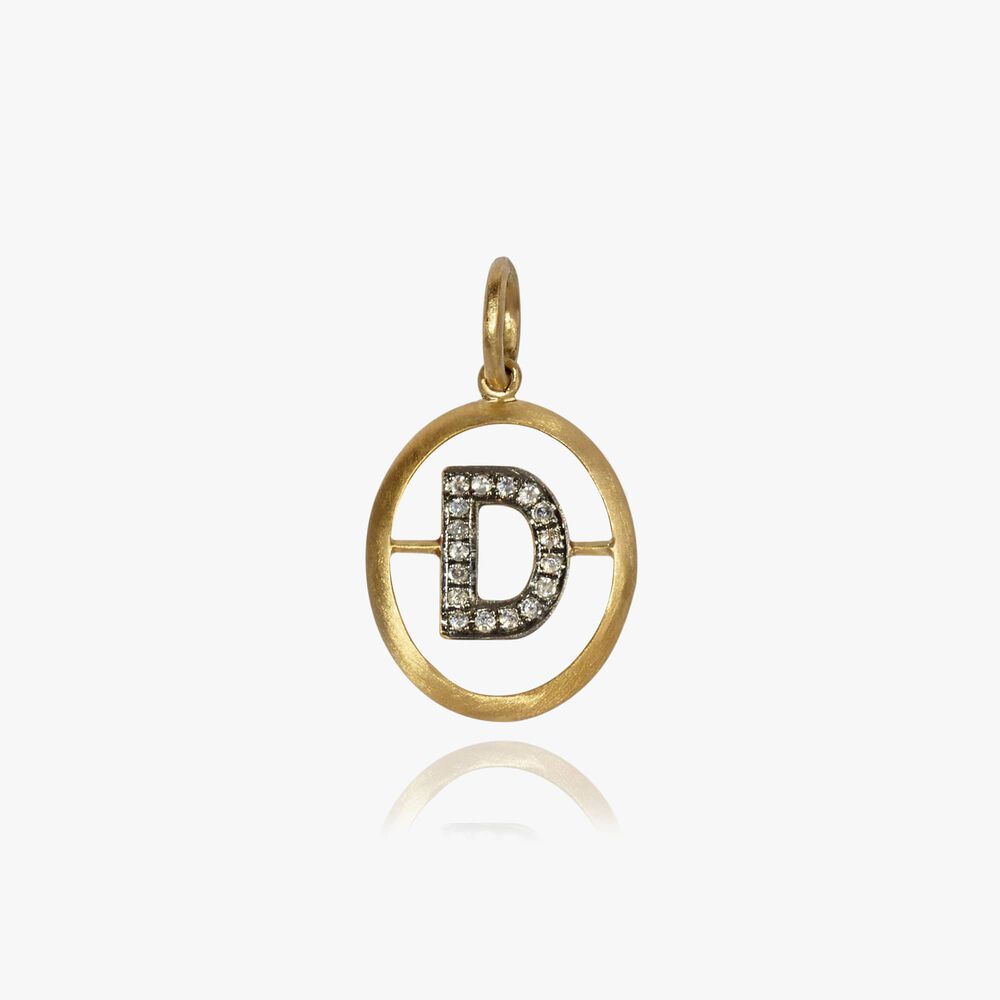 18ct Gold Diamond Initial D Pendant | Annoushka jewelley