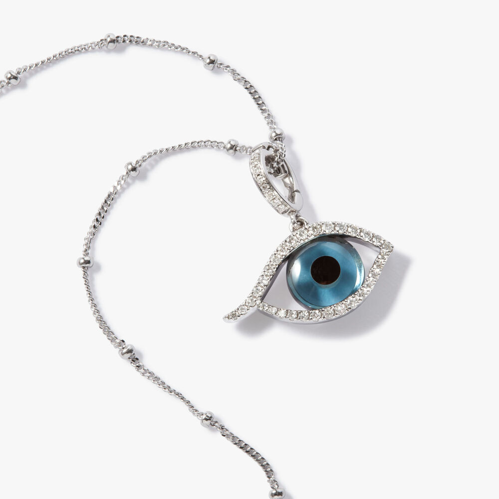 Mythology 18ct White Gold Topaz & Diamond Evil Eye Necklace | Annoushka jewelley