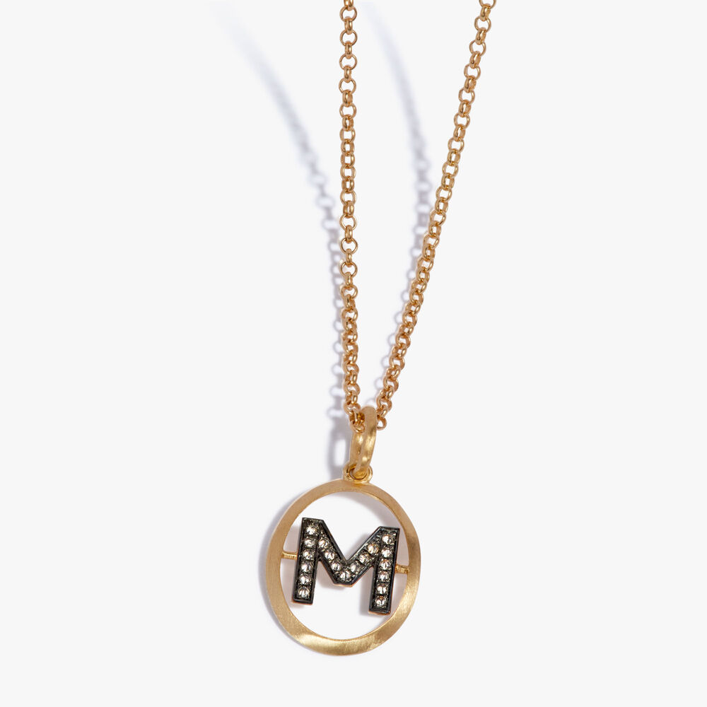 Initials 18ct Yellow Gold Diamond M Necklace | Annoushka jewelley