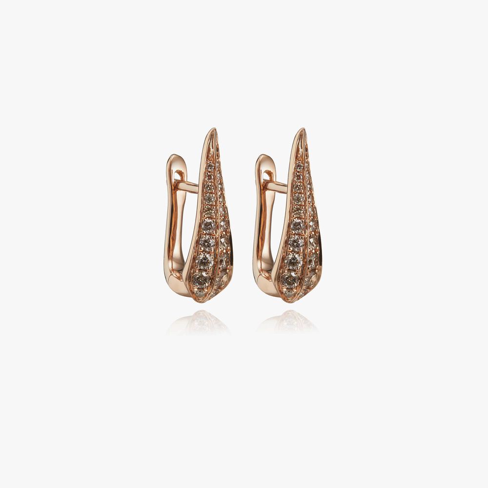 18ct Rose Gold Brown Diamond Hoop Earrings | Annoushka jewelley