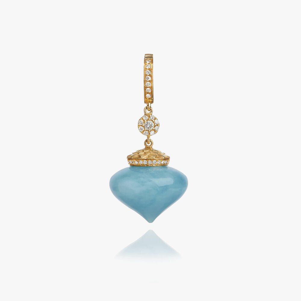 Touch Wood 18ct Gold Diamond Aquamarine Charm | Annoushka jewelley