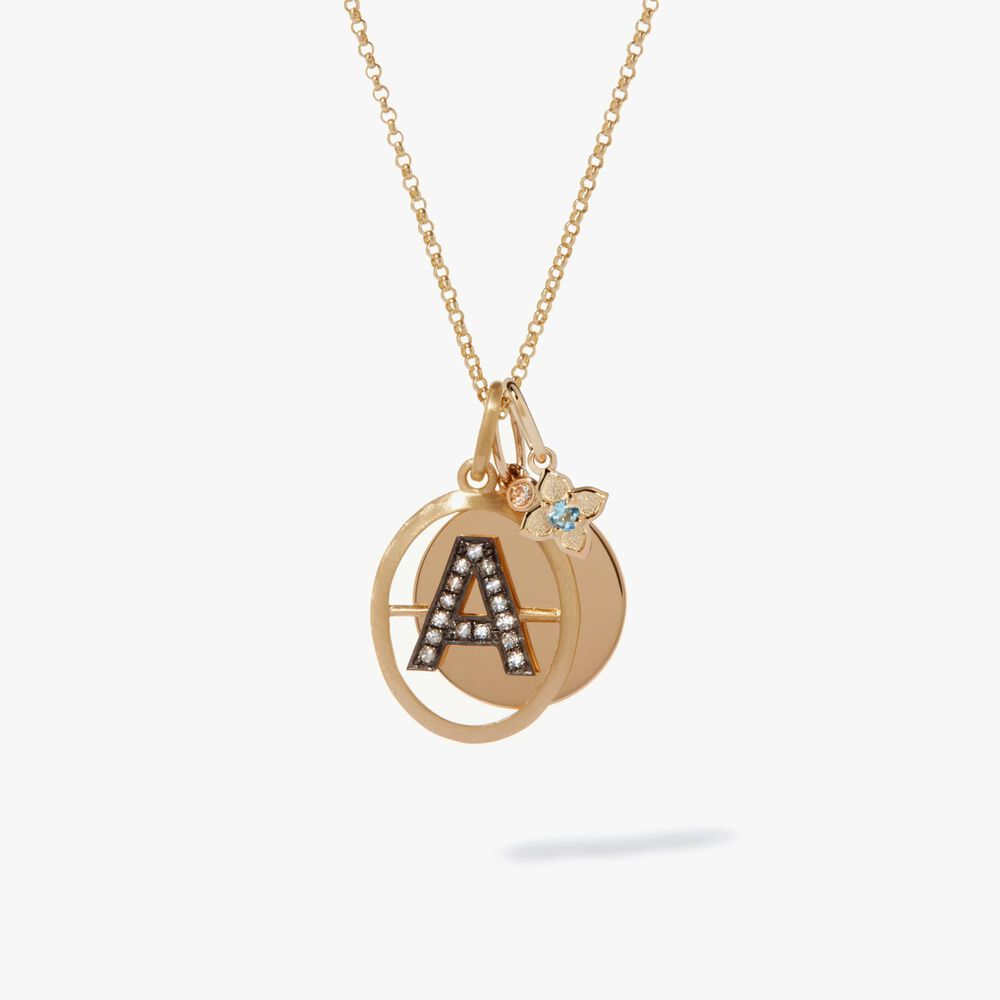 Gold Initial and Aquamarine Necklace | Annoushka jewelley