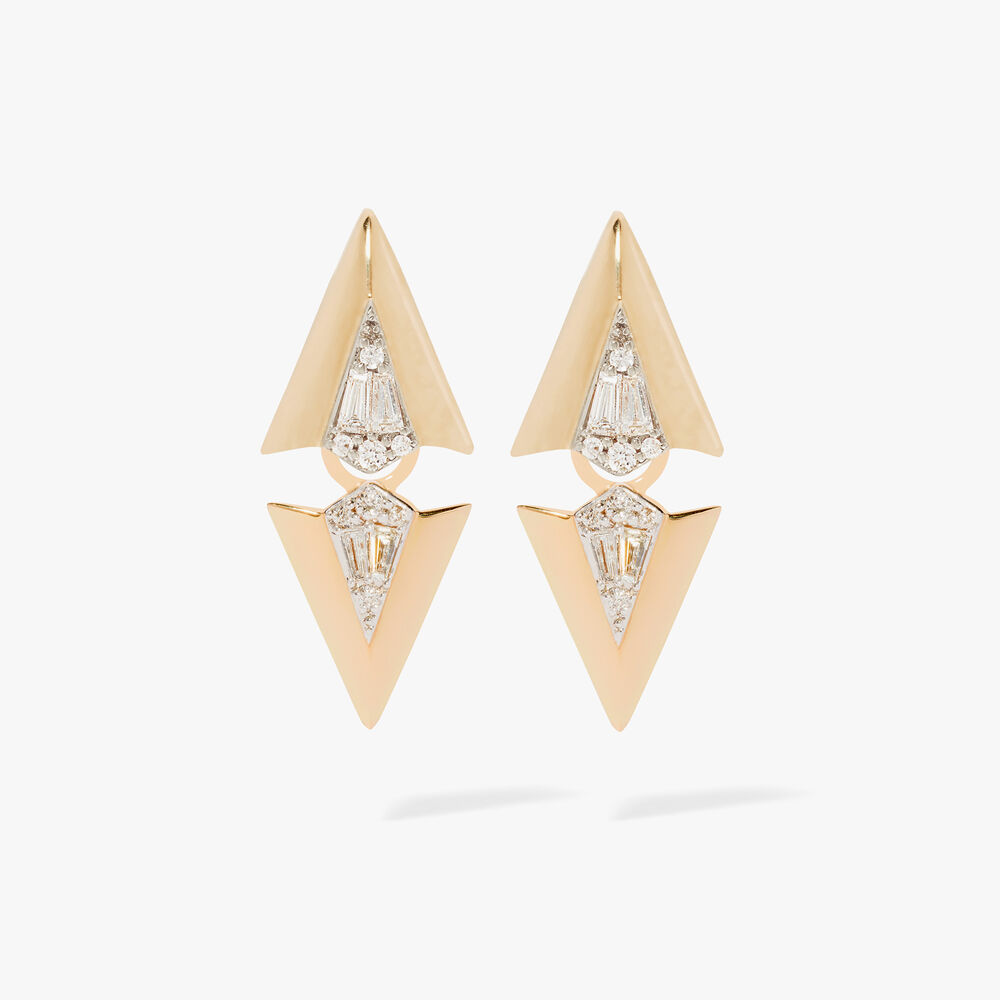 Deco 18ct Yellow Gold Diamond Arrow Earrings | Annoushka jewelley