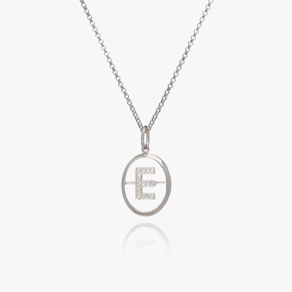 18ct White Gold Diamond Initial E Necklace | Annoushka jewelley