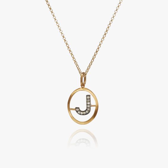 18ct Gold Diamond Initial J Necklace