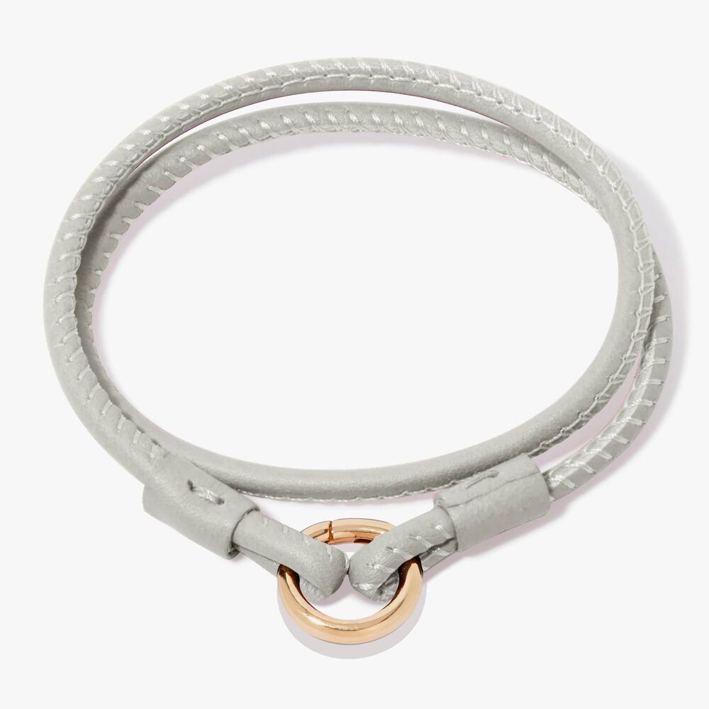 14ct Yellow Gold 35cms Cream Leather Bracelet | Annoushka jewelley