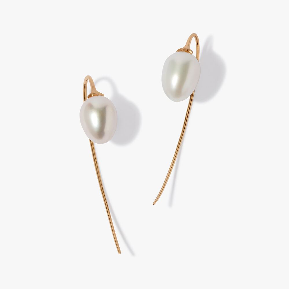 18ct Yellow Gold Pearl French Hook Earrings | Annoushka jewelley