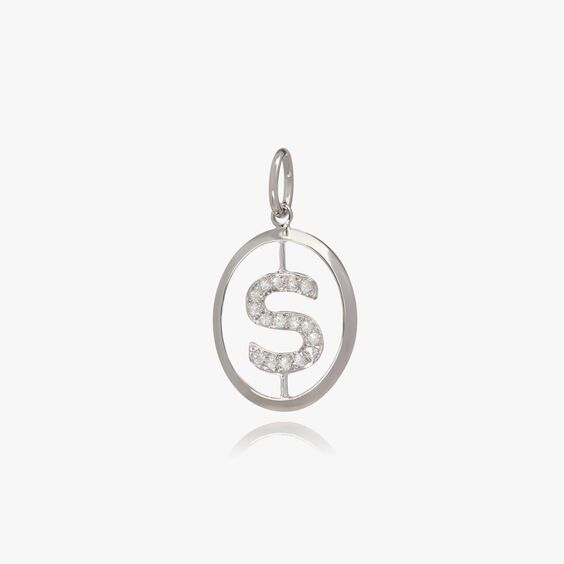 18ct White Gold Initial S Pendant