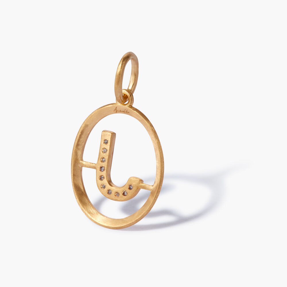 18ct Gold Diamond Initial J Pendant | Annoushka jewelley