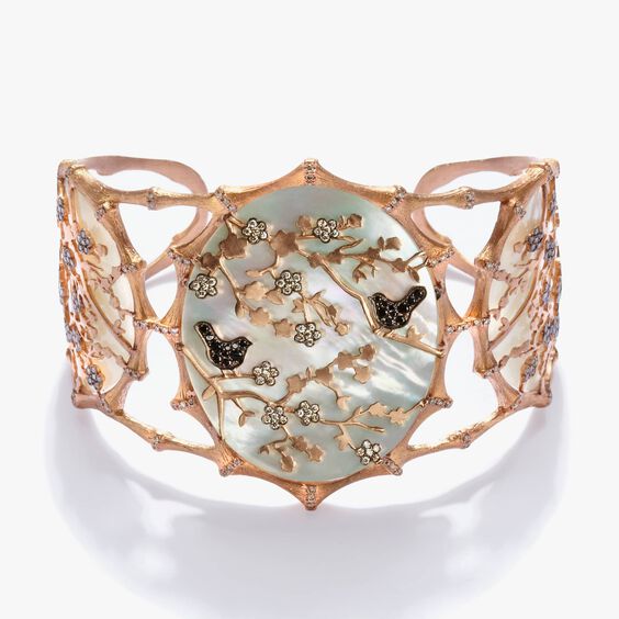 Dream Catcher 18ct Rose Gold Pearl Diamond Cuff | Annoushka jewelley