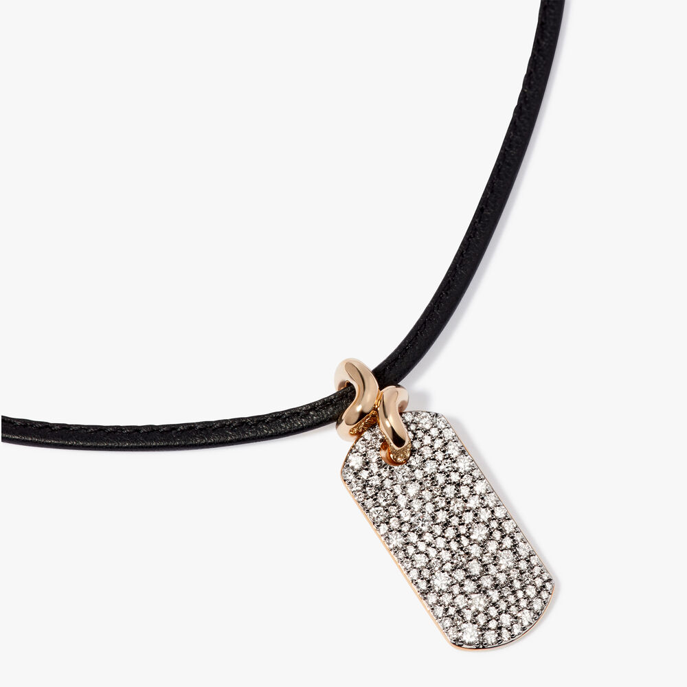 Knuckle 14ct Yellow Gold Diamond Dog Tag Pendant | Annoushka jewelley