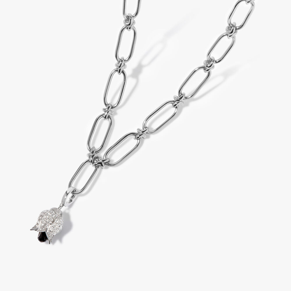 Tulips 14ct White Gold Diamond Charm Necklace | Annoushka jewelley