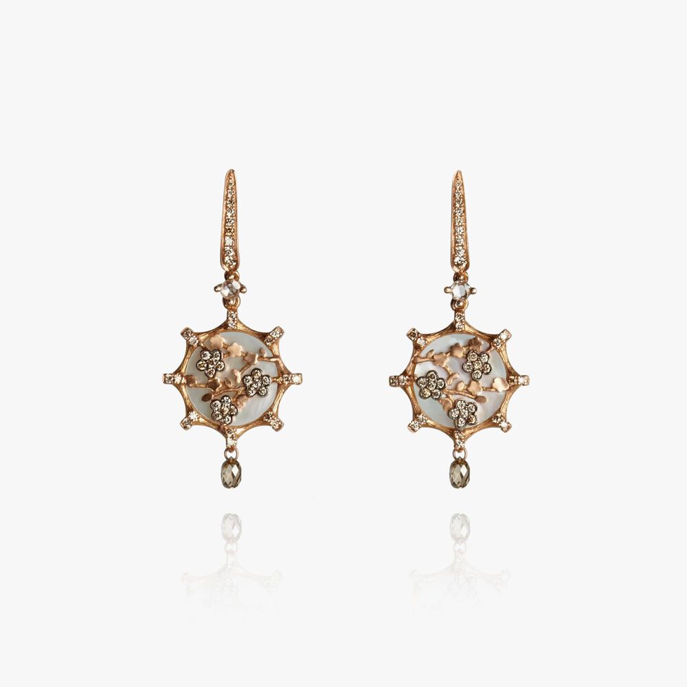 Dream Catcher 18ct Rose Gold Pearl Diamond Small Earrings | Annoushka jewelley