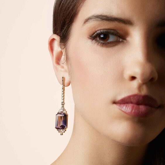 Unique 18ct Gold Ametrine & Diamond Earrings | Annoushka jewelley