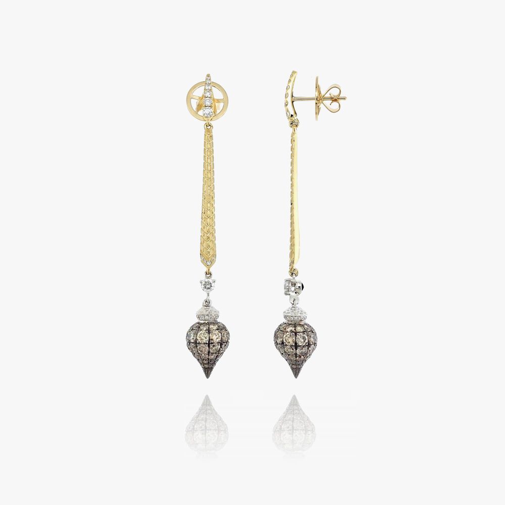 Touch Wood 18ct Yellow Gold Diamond Earrings | Annoushka jewelley