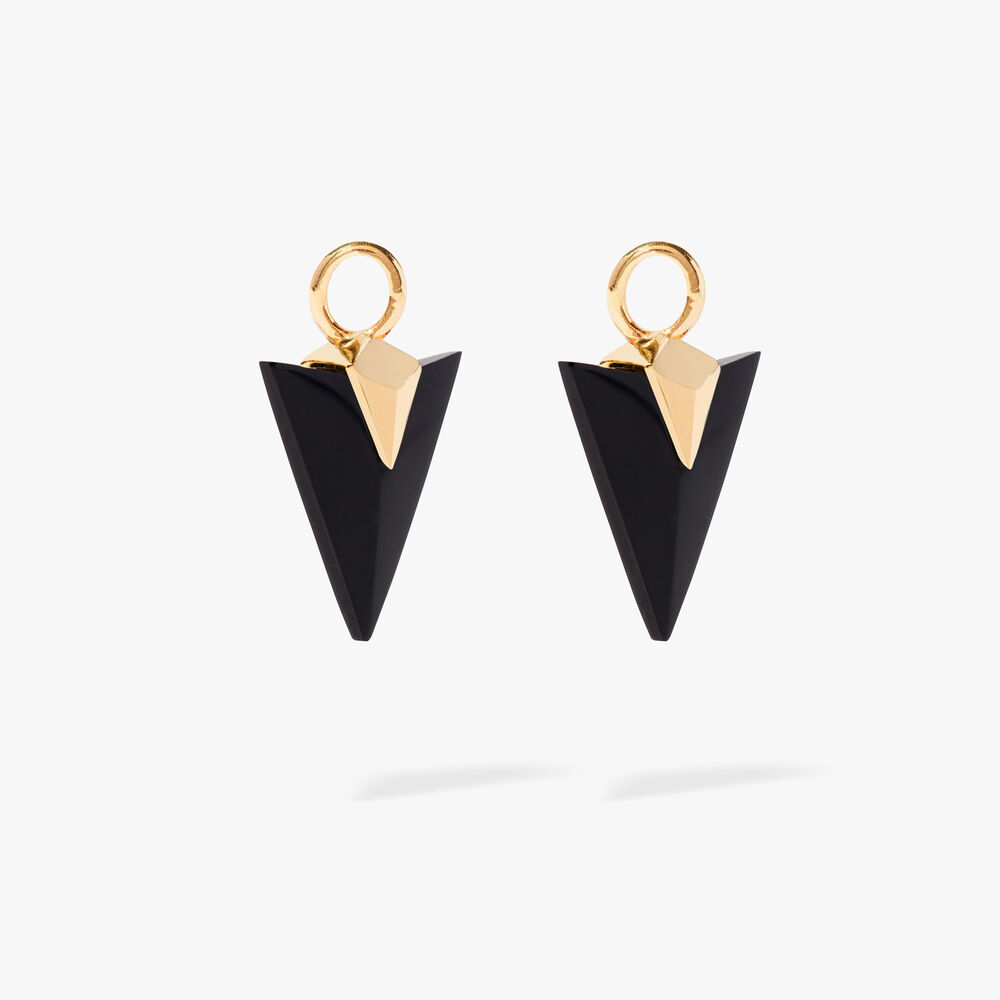 Flight 18ct Yellow Gold Black Onyx Arrow Earring Drops | Annoushka jewelley