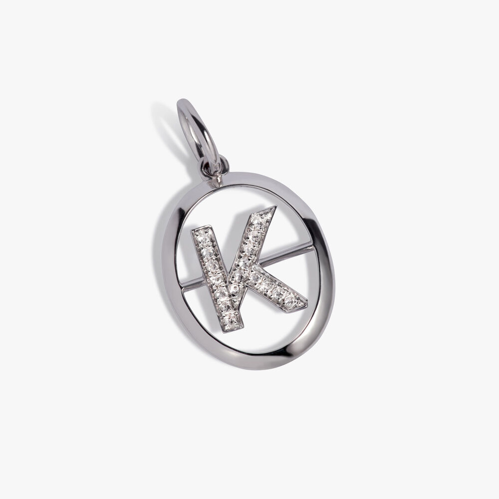 Initials 18ct White Gold Diamond K Pendant | Annoushka jewelley