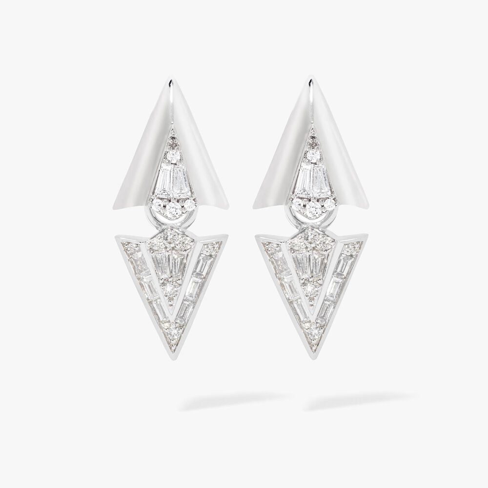 Flight 18ct White Gold Diamond Arrow Earrings | Annoushka jewelley