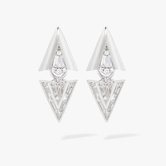 Flight 18ct White Gold Diamond Arrowhead Earrings