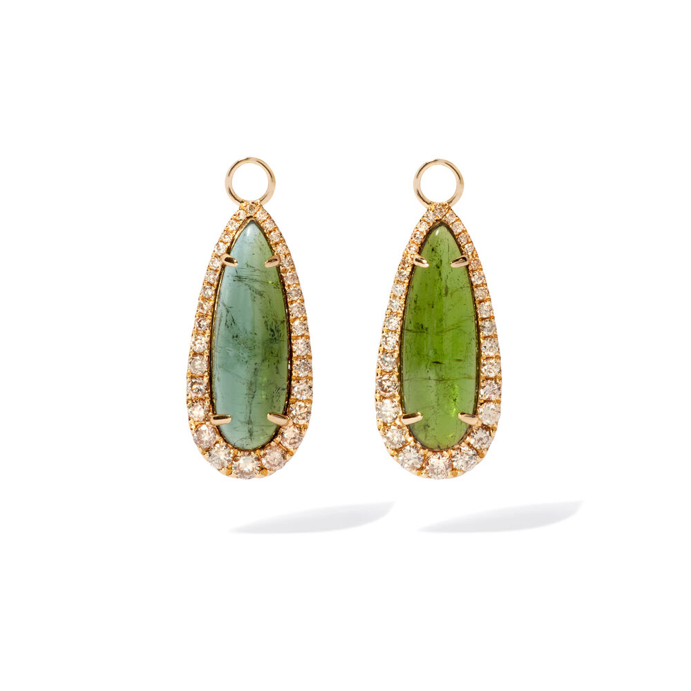 Unique 18ct Gold Tourmaline Diamond Earring Drops | Annoushka jewelley