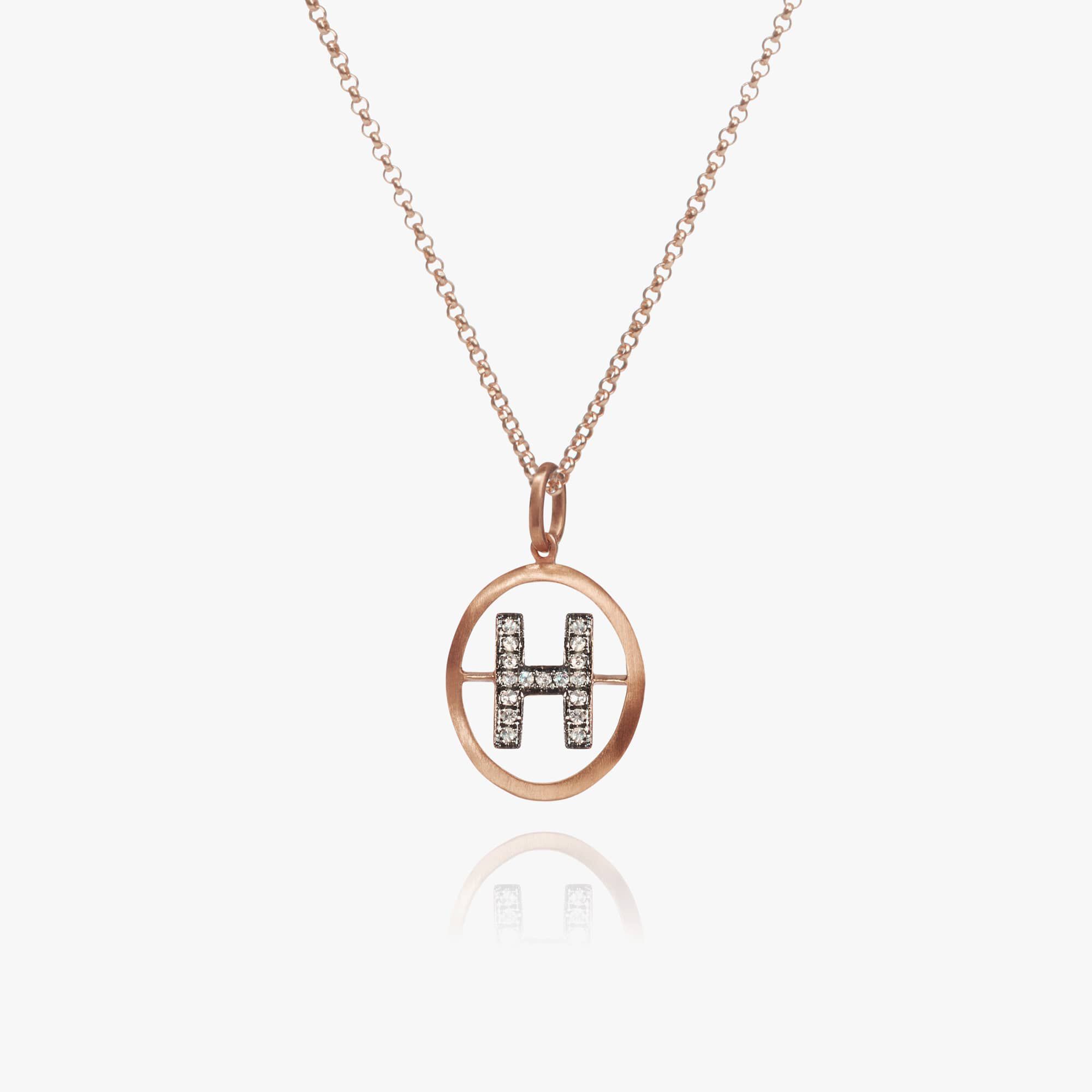 18ct Rose Gold Initial H Necklace