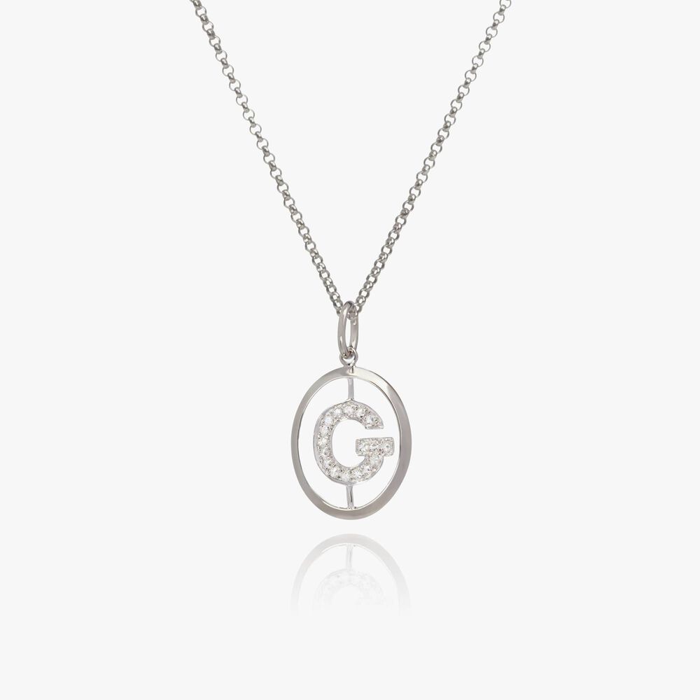 18ct White Gold Diamond Initial G Necklace | Annoushka jewelley