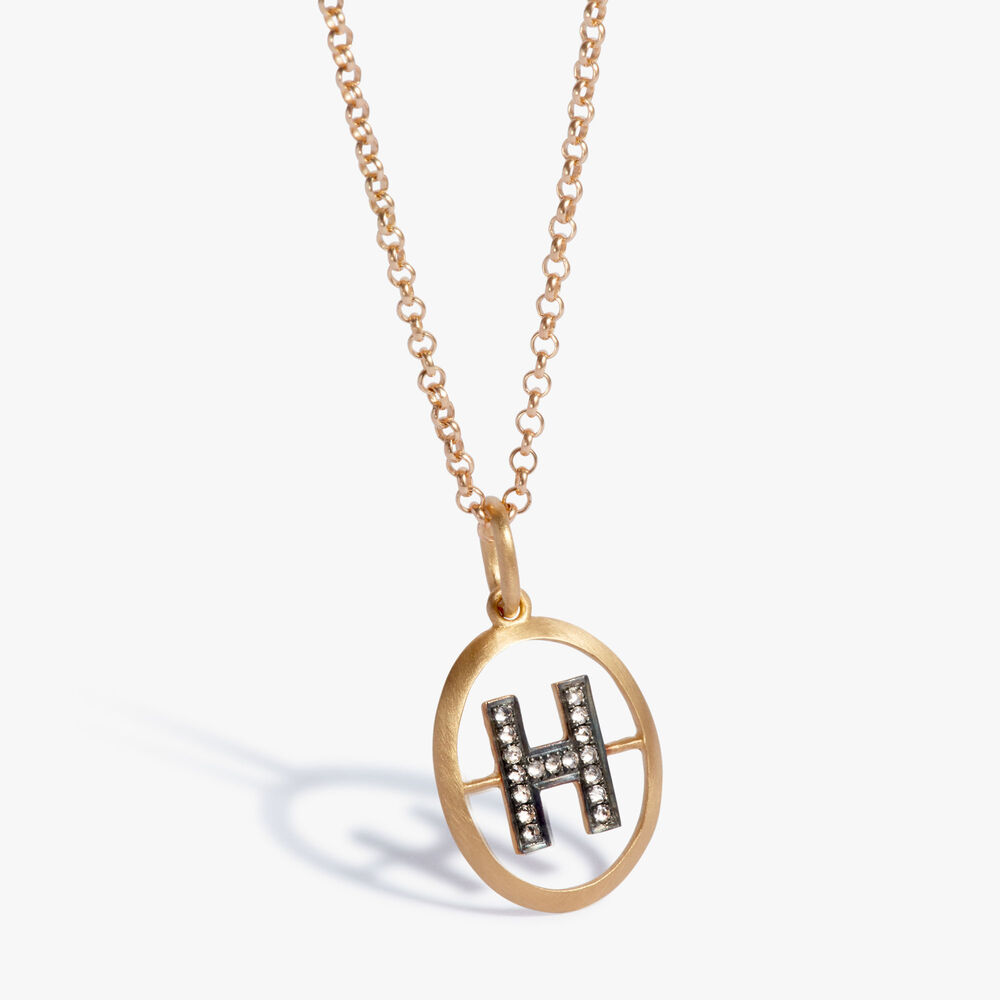 Initials 18ct Yellow Gold Diamond H Necklace | Annoushka jewelley