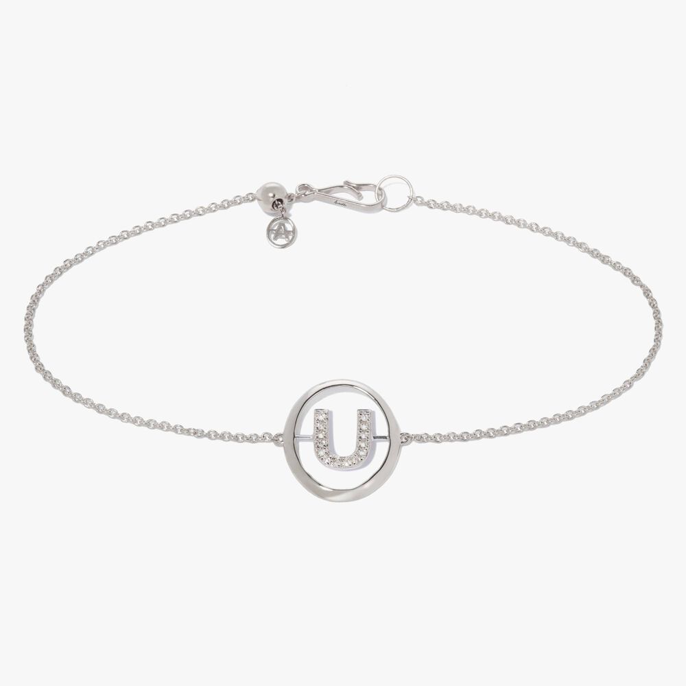 Initials 18ct White Gold Diamond U Bracelet | Annoushka jewelley