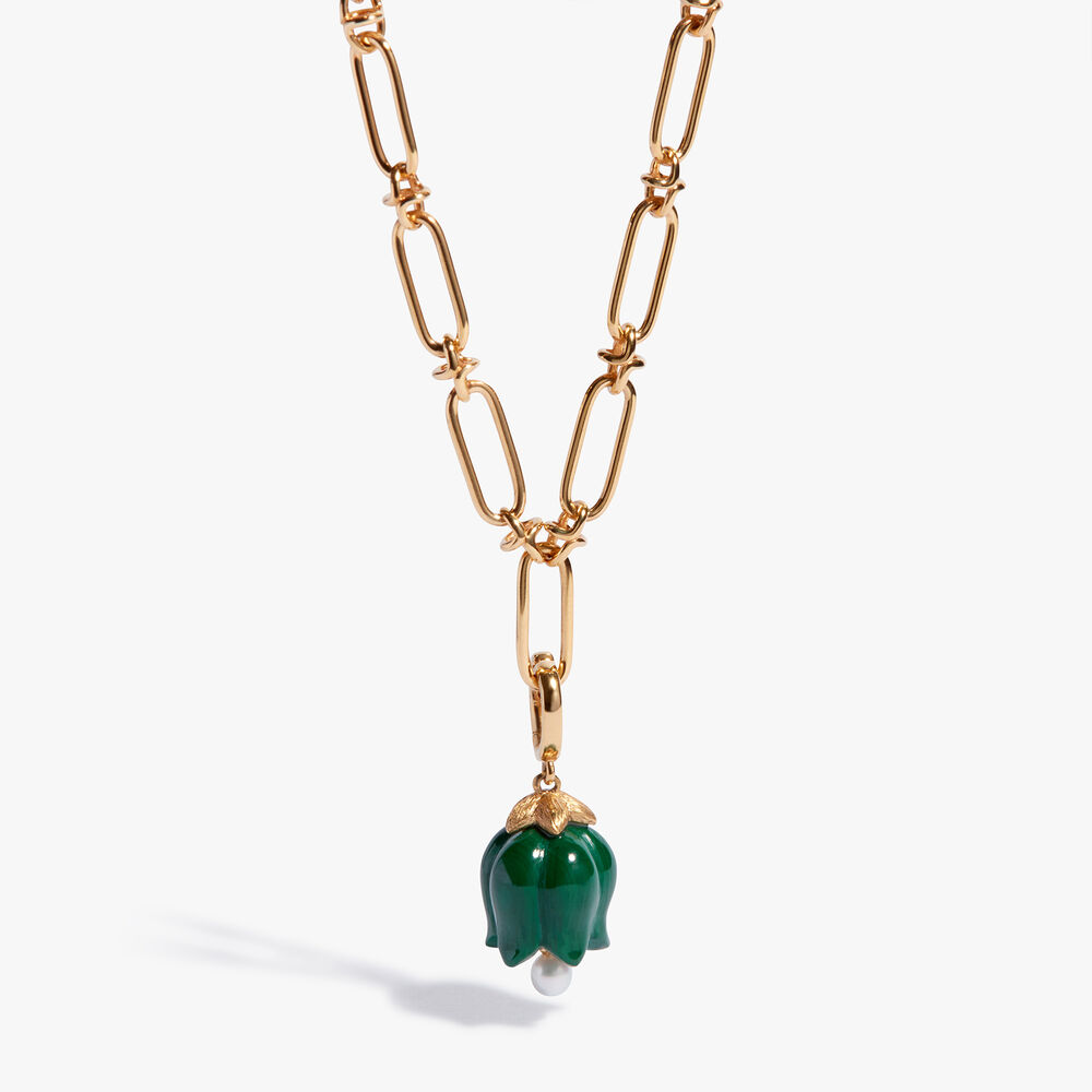 Tulips 14ct Yellow Gold Malachite Knuckle Necklace | Annoushka jewelley