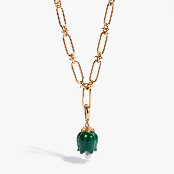 Tulips 14ct Yellow Gold Malachite Knuckle Necklace