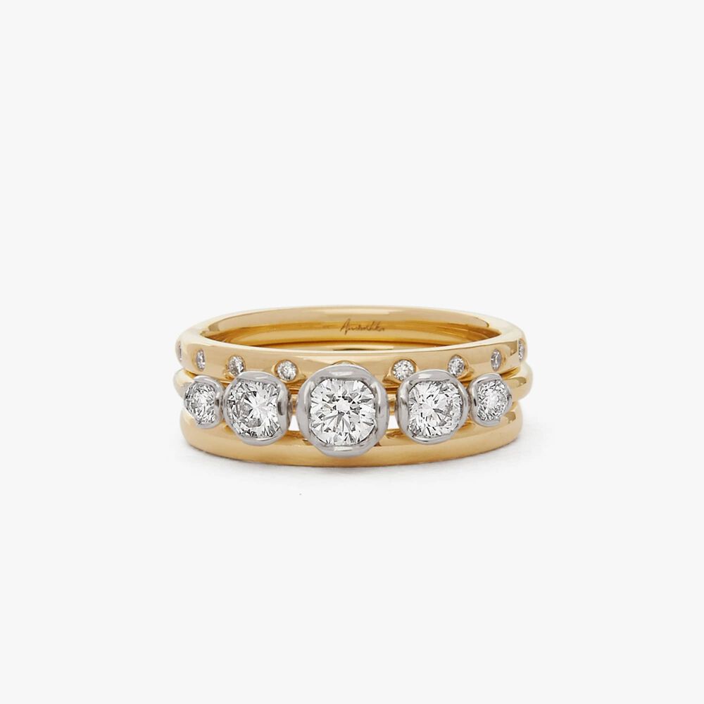 18ct Gold Five Stone and 2mm Wedding Band Ring Stack | Annoushka jewelley