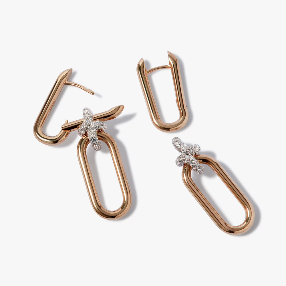 Knuckle 14ct Gold Diamond Double Hoop Earrings | Annoushka jewelley