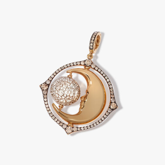 Mythology 18ct Yellow Gold Diamond Spinning Moon Charm Pendant