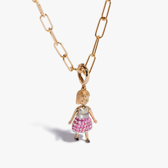 18ct Yellow Gold Pink Sapphire Little Girl Necklace