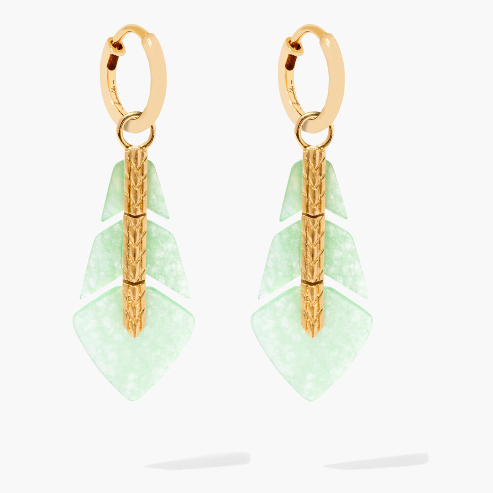 Flight 18ct Yellow Gold Feather Jade Earrings | Annoushka jewelley