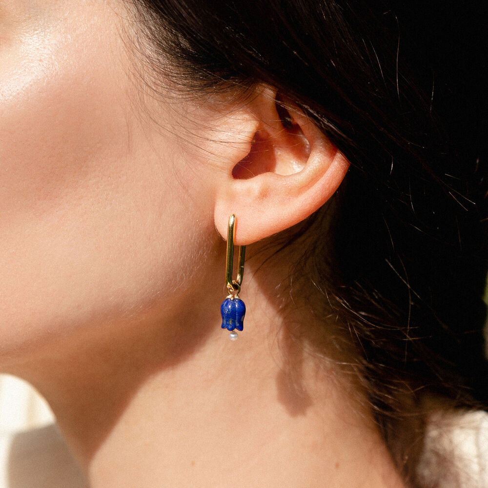 Tulips 14ct Yellow Gold Lapis Knuckle Earrings | Annoushka jewelley