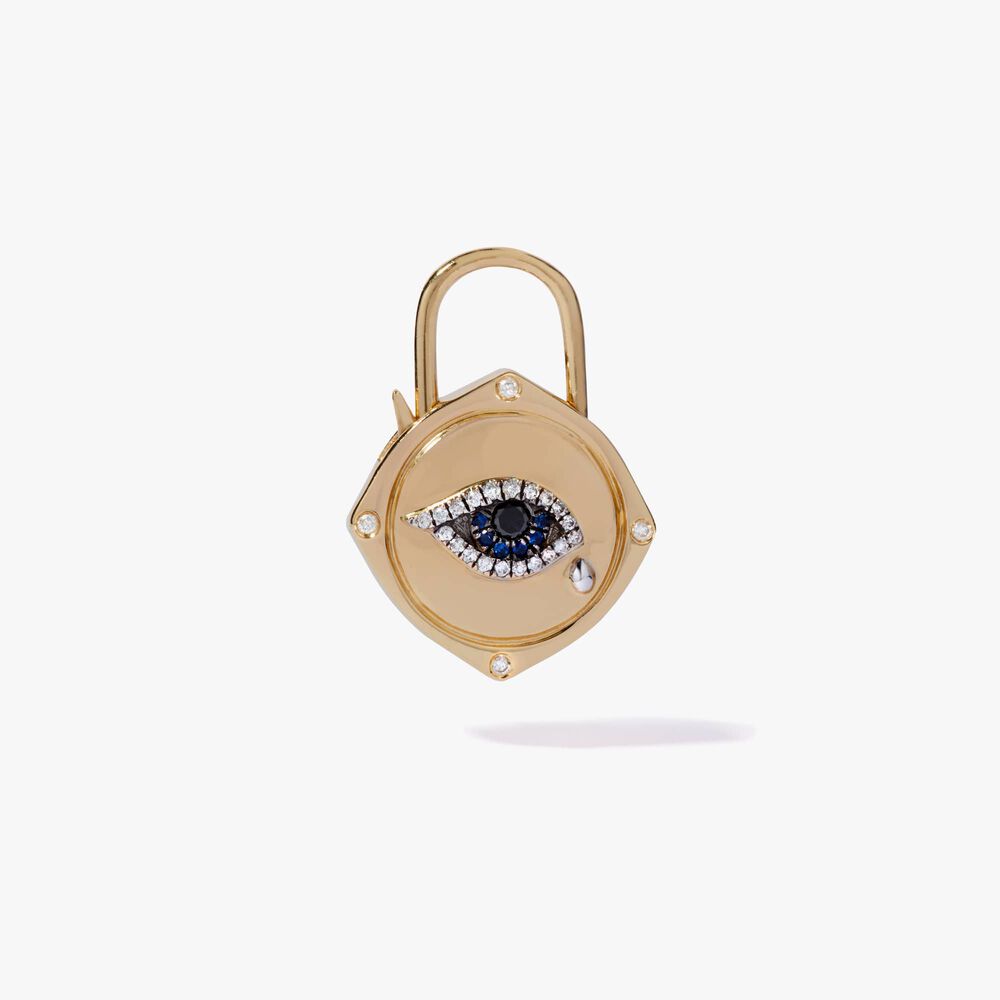 Lovelock 18ct Yellow Gold Sapphire Evil Eye Charm Pendant | Annoushka jewelley