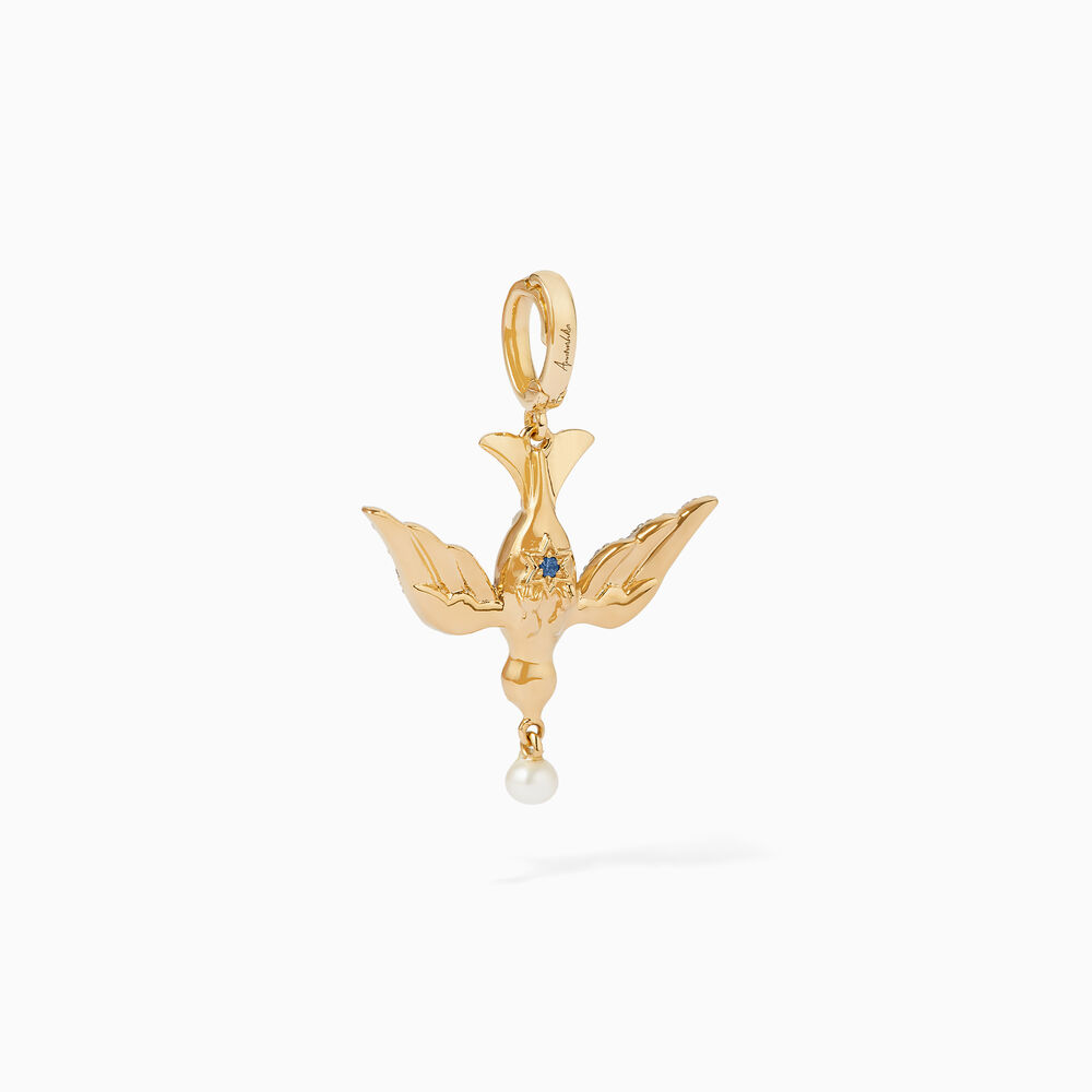 18ct Gold Pearl Diamond Lovebirds Charm | Annoushka jewelley