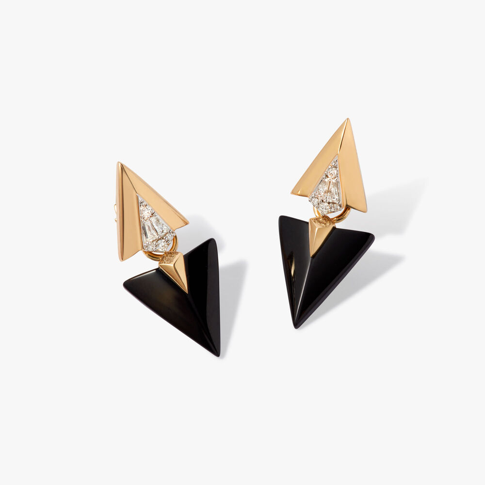 Annoushka Flight 18ct Yellow Gold Onyx & Diamond Arrow Earrings In Black