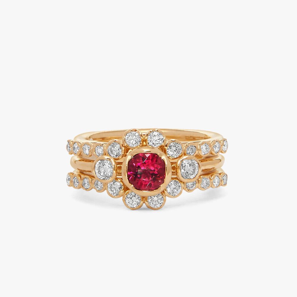 18ct Gold Rubellite & Diamond Ring Stack | Annoushka jewelley