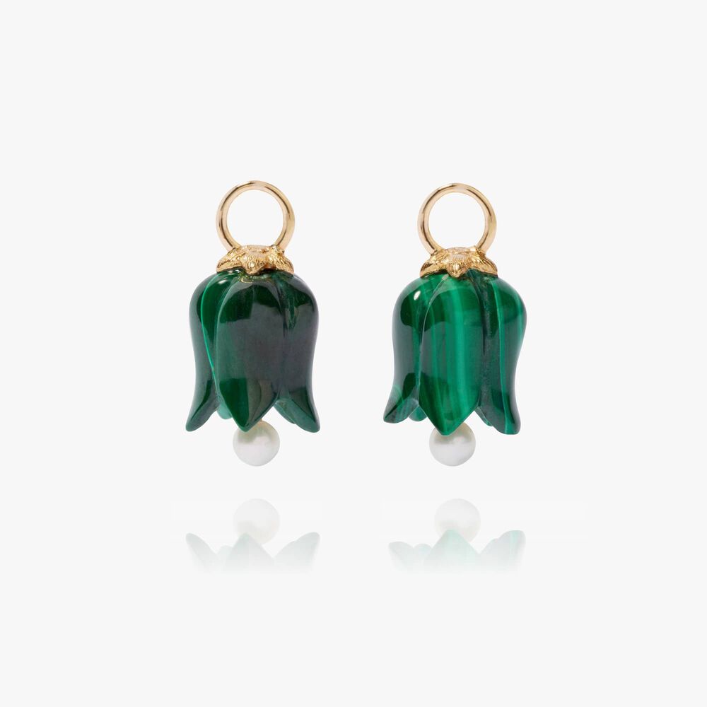 18ct Gold Malachite Pearl Tulip Earring Drops | Annoushka jewelley