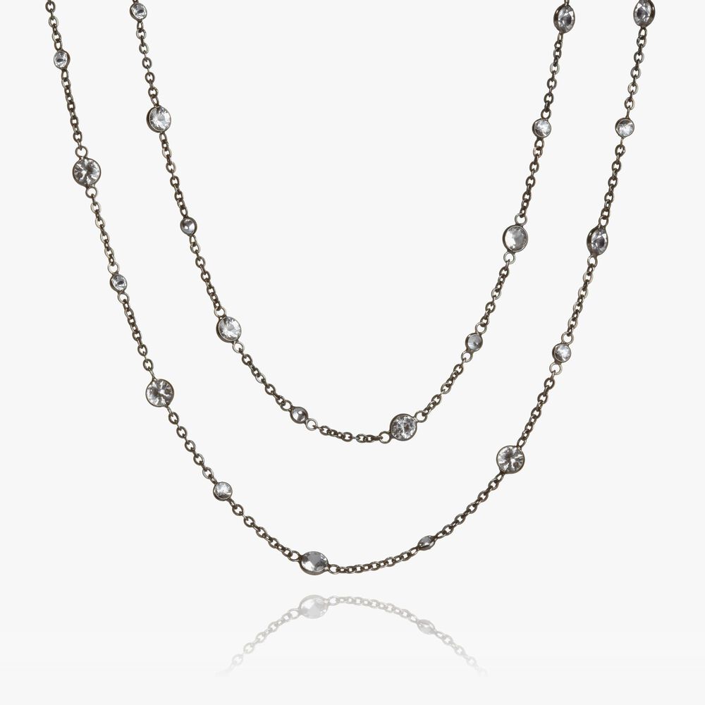 Nectar 18ct White Gold Black Rhodium Plated Sapphire Long Necklace | Annoushka jewelley