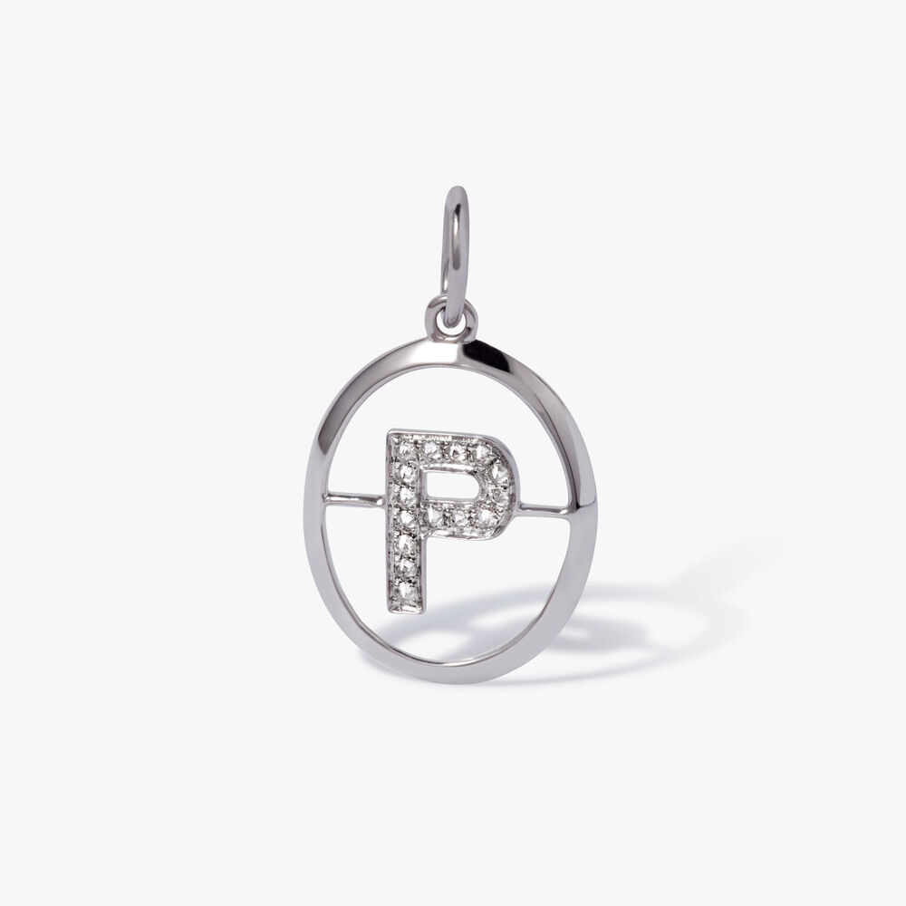 Initials 18ct White Gold Diamond P Pendant | Annoushka jewelley