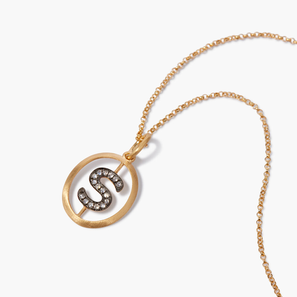 Annoushka Initials 18ct Yellow Gold Diamond S Necklace