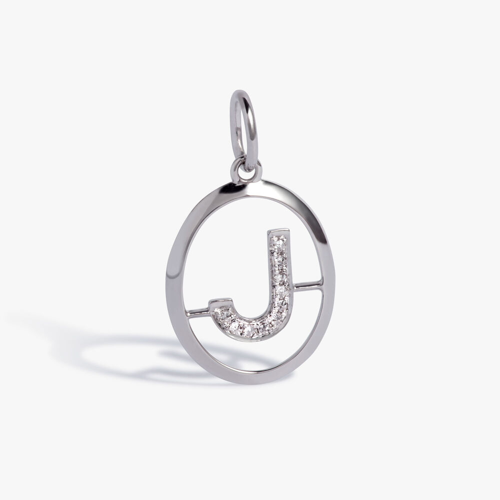 Initials 18ct White Gold Diamond J Pendant | Annoushka jewelley