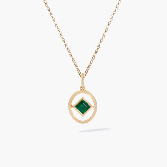 14ct Yellow Gold Emerald May Birthstone Necklace