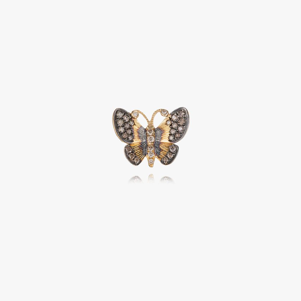 Butterflies 18ct Gold Diamond Large Single Stud Earring | Annoushka jewelley